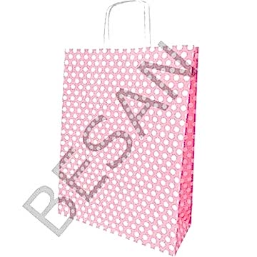 KAĞIT POŞET ÇANTA  PUANTİYELİ 18*8*24 CM -   25 ADET/PAKET