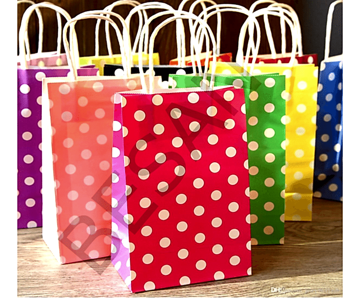 KAĞIT POŞET ÇANTA  PUANTİYELİ 18*8*24 CM -   25 ADET/PAKET