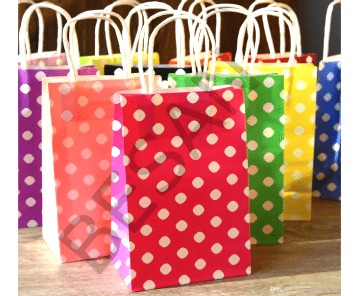KAĞIT POŞET ÇANTA  PUANTİYELİ 18*8*24 CM -   25 ADET/PAKET