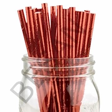 KAĞIT PİPET 20 CM - Ø6MM. PARLAK KIRMIZI / 24 ADET