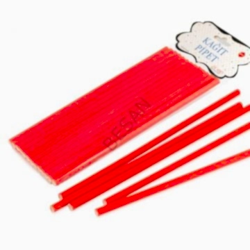 KAĞIT PİPET 20 CM - Ø6MM.DÜZ KIRMIZI