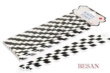 KAĞIT PİPET UZUN 26 CM - Ø6MM. SİYAH-BEYAZ SPİRAL / 25 ADET