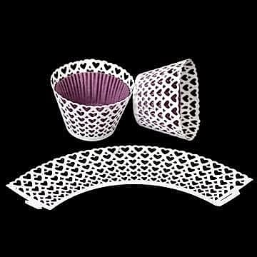 CUPCAKE KENAR DANTELİ - SIK KALP BEYAZ - 10 ADET