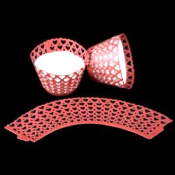 CUPCAKE KENAR DANTELİ - SIK KALP KIRMIZI - 10 ADET