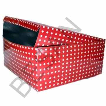 KARTON KUTU KIRMIZI PUANTİYE 35x35cm. 1 ADET