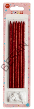 SİMLİ MUM 14CM KIRMIZI 6'LI SET