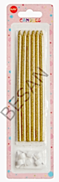SİMLİ MUM 14CM ALTIN RENK 6'LI SET